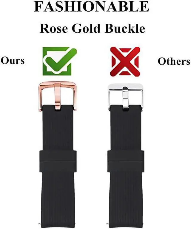 Alt view image 3 of 3 - Galaxy Watch Bands20mm Silicone Replacement Bands Compatible for Samsung Galaxy Watch 42mm with Rose Gold Watch Buckle for Women Men Gift Purple Rose Gold Buckle