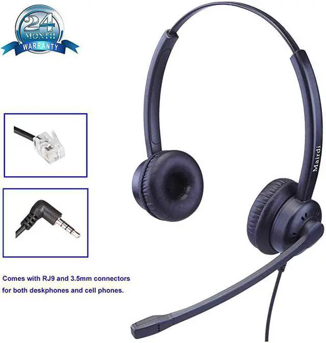 Alt view image 2 of 7 - Headset with Microphone Noise Cancelling with RJ9 Jack 35mm Connector for Office Call Center Landline Deskphone Cell Phone PC Laptop Work for Cisco 7941 7965 6941 7861 8811 8961