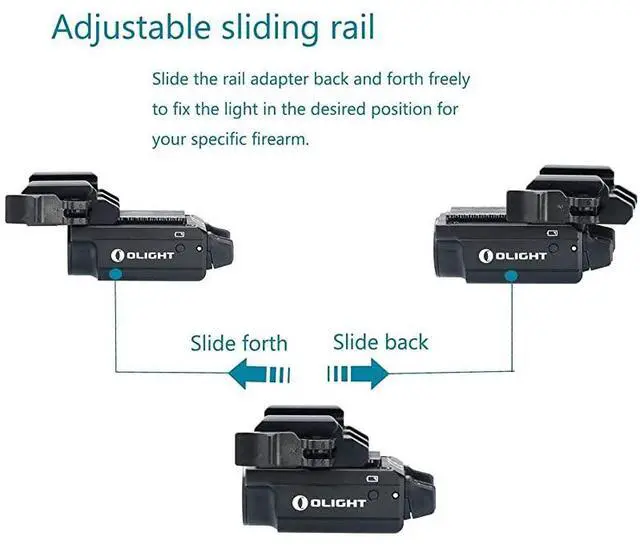 Alt view image 3 of 7 - PLMini 2 Valkyrie 600 Lumens Magnetic USB Rechargeable Compact Weaponlight with Adjustable Rail High Performance CW LED Tactical Flashlight with Builtin Battery Black