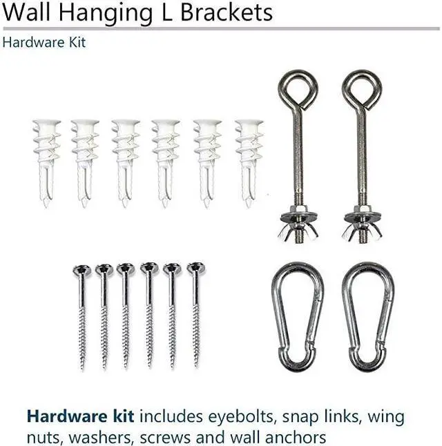 Alt view image 6 of 6 - 12quot Black Universal Projector Screen LBrackets Reinforced Single Metal Welded Construction Wall or Ceiling Mount Includes Hooks and Hardware Model ZVMAXLB12B