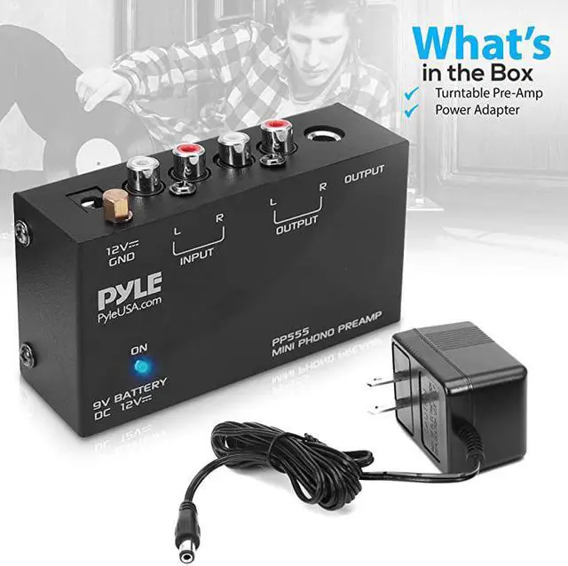 Alt view image 7 of 7 - Phono Turntable Preamp Mini Electronic Audio Stereo Phonograph Preamplifier with 9V Battery Compartment Separate DC 12V Power Adapter RCA Input RCA Output amp Low Noise Operation PP555