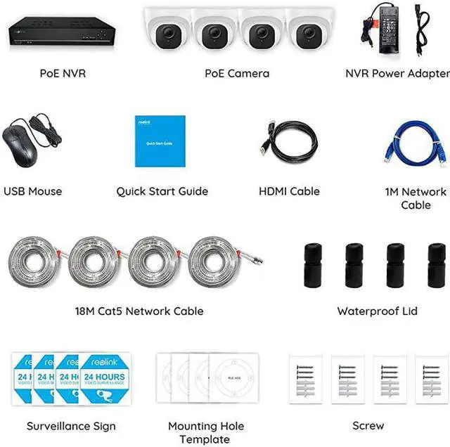 Alt view image 6 of 6 - 8CH 5MP PoE Home Security Camera System, 4pcs Wired 5MP Outdoor PoE IP Cameras, 8MP/4K 8-Channel NVR with 2TB HDD for 24/7 Recording, RLK8-520D4