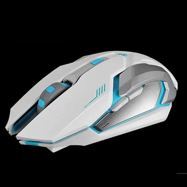 Alt view image 3 of 5 - Wireless Gaming Mouse  C8 Silent Click Wireless Rechargeable Mouse with Colorful LED Lights and 240016001000 DPI 400mah Lithium Battery for Laptop and Computer C9N White