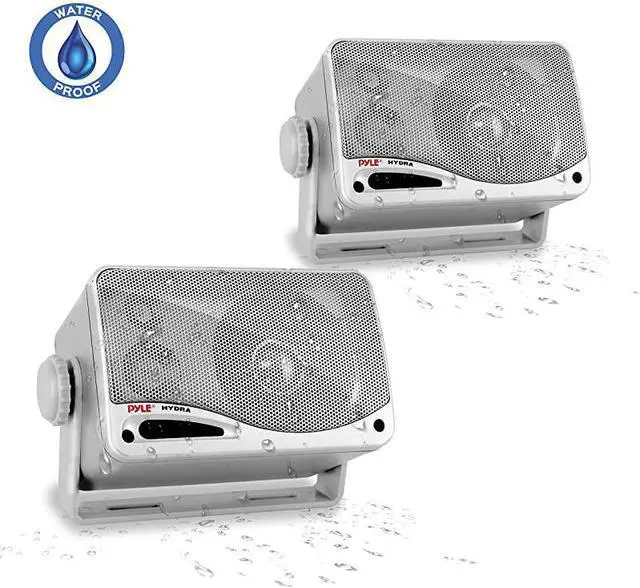 Main image of 3Way Waterproof Marine Box Speakers 35 200 Watt Dual Indoor Outdoor Speaker System WeatherproofWaterproof Outdoor Speaker Home Boat Pool Patio Indoor Outdoor Use  PLMR24S Silver