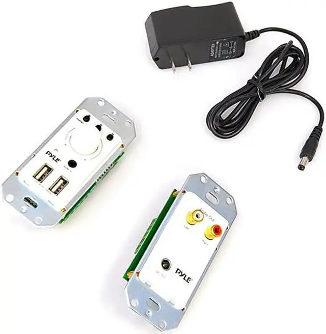 Alt view image 2 of 7 - Bluetooth Receiver Wall Mount InWall Audio Control Receiver w Dual USB Charging Port 35mm AUX Input for Sound Systems For Home Theater Entertainment Includes DC Power Adaptor PWPBT67