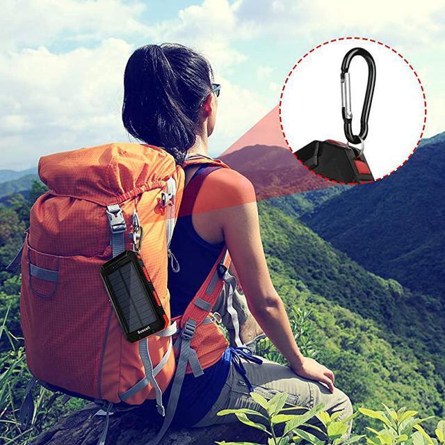 Alt view image 7 of 7 - Solar Charger  20000mAh Portable Solar Power Bank for Cell Phone Dual 5V21A USB Ports Output and 2 Led Flashlight Perfect for Outdoor TripEmergency