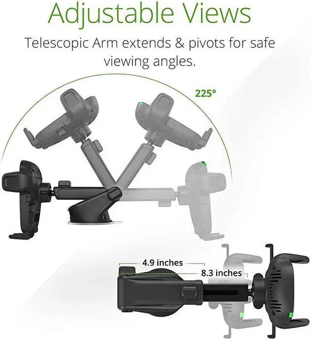Alt view image 5 of 6 - Wireless Car Charger Easy One Touch Wireless 2 Qi Charging Dashboard Phone Mount for iPhone Samsung Galaxy Huawei LG Smartphones