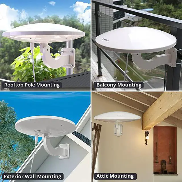 Alt view image 3 of 6 - TV Antenna for Multiple TVs ANTOP UFO Amplified RooftopAtticRVMarine HDTV Antenna 65 Miles Omni Directional Extremely High Reception with 33ft Coaxial Cable and Signal Splitter for 2 TVs