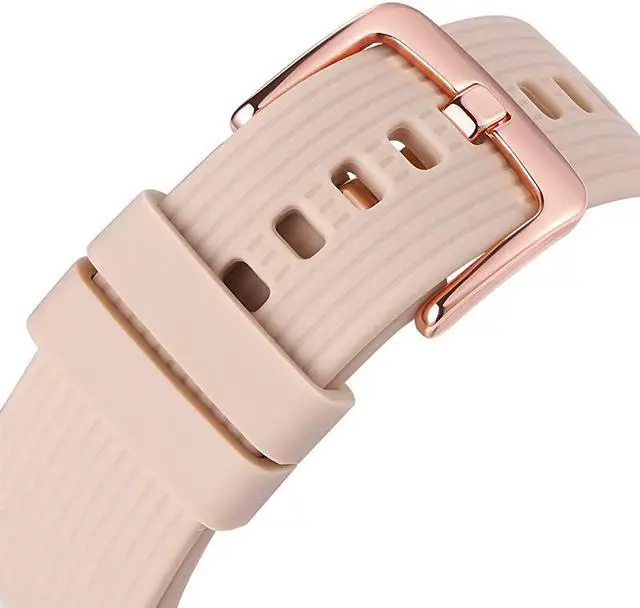 Alt view image 2 of 3 - Galaxy Watch Bands20mm Silicone Replacement Bands Compatible for Samsung Galaxy Watch 42mm with Rose Gold Watch Buckle for Women Men Gift Purple Rose Gold Buckle