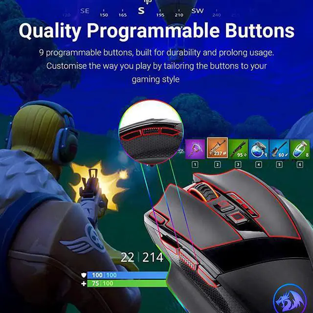 Alt view image 5 of 7 - M801 PC Gaming Mouse LED RGB Backlit MMO 9 Programmable Buttons Mouse with Macro Recording Side Buttons Rapid Fire Button for Windows Computer Gamer Wireless Black