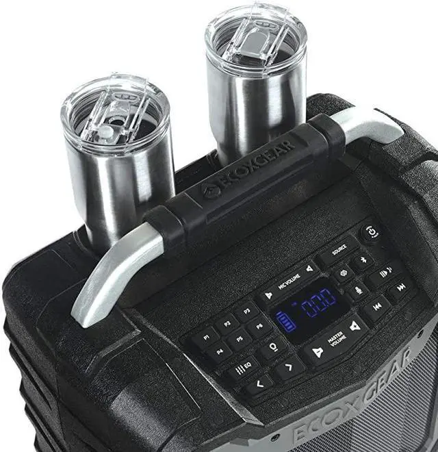 Alt view image 5 of 7 - EcoTrek GDIEXTRK210 Rugged Waterproof Floating Portable Bluetooth Wireless 100 Watt Stereo Smart Speaker and PA System Gray