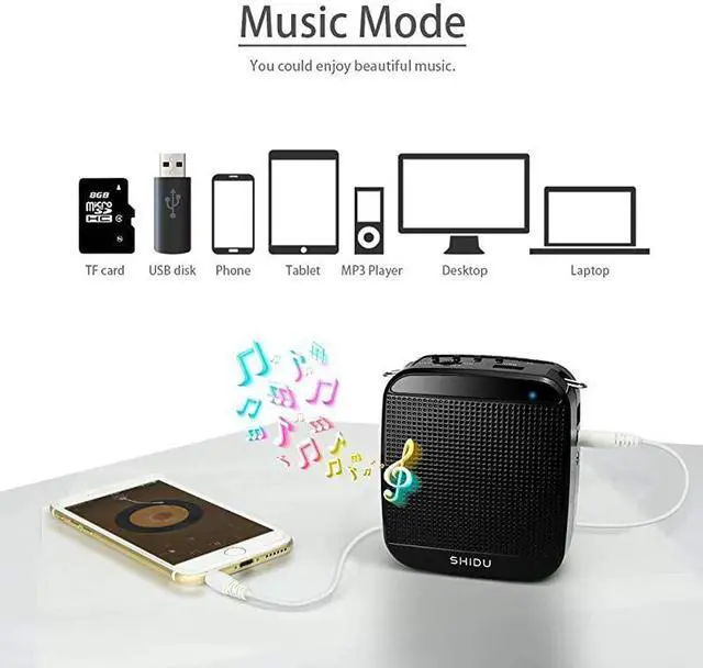 Alt view image 3 of 7 - Voice Amplifier Mini Voice Amplifier with Wired Microphone Headset 15W Portable Personal Speaker MP3 Audio Sound System for TeachersElderlySingingCoachesYogaTour GuidesOutdoor Trainers