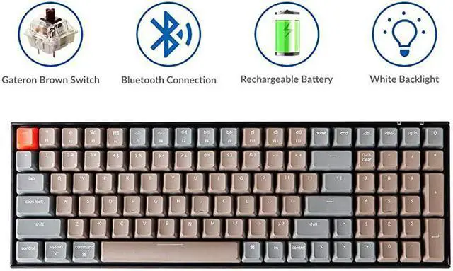 Main image of K4 Wireless Mechanical Gaming Keyboard with White LED BacklightGateron Brown SwitchWired USB C96 Layout 100 Keys Bluetooth Computer Keyboard for Mac Windows PC Gamer Version 2