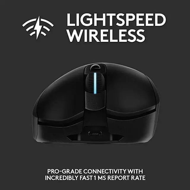Alt view image 5 of 7 - 703 Lightspeed Wireless Gaming Mouse WHero 16K Sensor PowerPlay Compatible Lightsync RGB Lightweight 95G+10G Optional 10016 000 DPI Rubber Side Grips Black