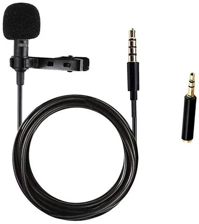 Main image of Lapel Microphone Clip on Omnidirectional Condenser Mic Professional Compatible iPhone Samsung Galaxy Android Smartphones iPad DSLR Camera Recording YouTube Interview Studio Video