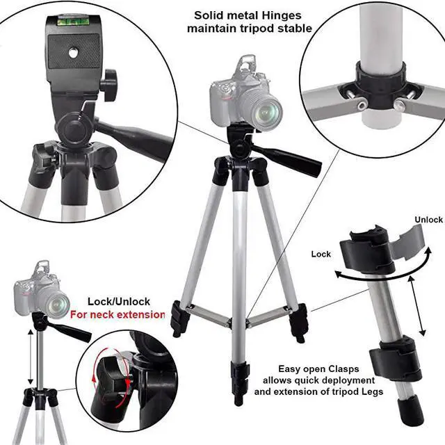 Alt view image 3 of 6 - 50 Inch Aluminum Camera Tripod for Canon Nikon Sony Samsung Olympus Panasonic Pentax +  Microfiber
