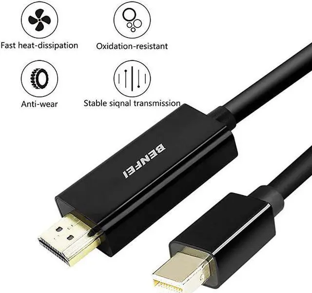 Alt view image 7 of 7 - Mini DisplayPort to HDMI Cable  Mini DP to HDMI 3 Feet Cable Thunderbolt Compatible with MacBook AirPro Surface ProDock Monitor Projector
