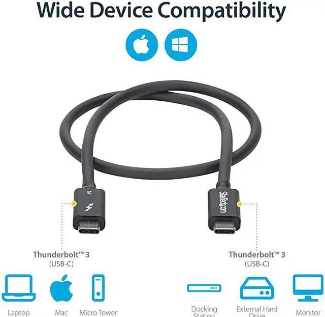 Alt view image 5 of 6 - com 40Gbps Thunderbolt 3 Cable 16ft05m Black 5k 60Hz4k 60Hz Certified TB3 USBC Charger Cord w 100W Power Delivery TBLT34MM50CM