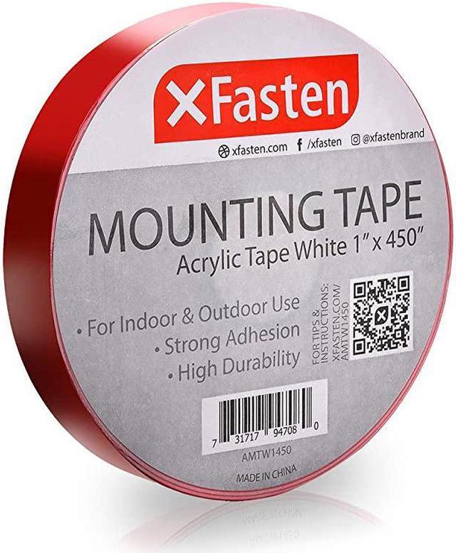 XFasten Double Sided Acrylic Mounting Tape Removable White 1Inch x