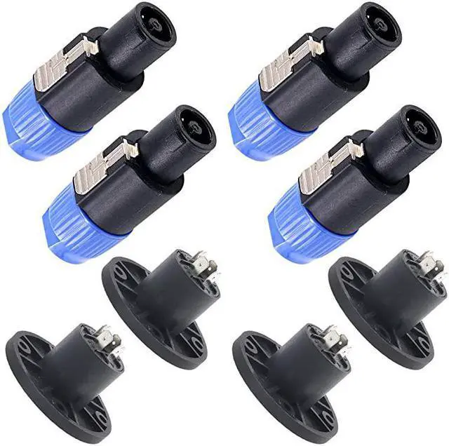Main image of 8 Pack Audio Speaker Plug Kit 4 Pole Speaker Plug Twist Lock Compatible with Jack Twist Lock 4 Pole Round Perfect for Neutrik Speakon NL4FC NL4FX NLT4X NL2FC NA4LJ NA4LJX NL4MP NL4MPR