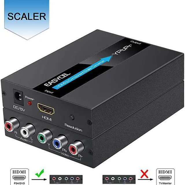 Main image of HDMI to Component Converter  Aluminum 1080P HDMI to YPbPr HDMI to RGB 5RCA Scaler Converterwith Scaler Function HDMI Input to Component YPbPr Output Converter