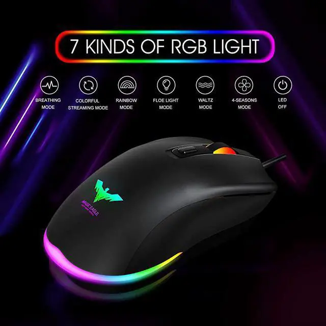 Alt view image 3 of 7 - Wired Gaming Keyboard Mouse Combo LED Rainbow Backlit Gaming Keyboard RGB Gaming Mouse Ergonomic Wrist Rest 104 Keys Keyboard Mouse 4800 DPI for Windows & Mac PC Gamers (Black)