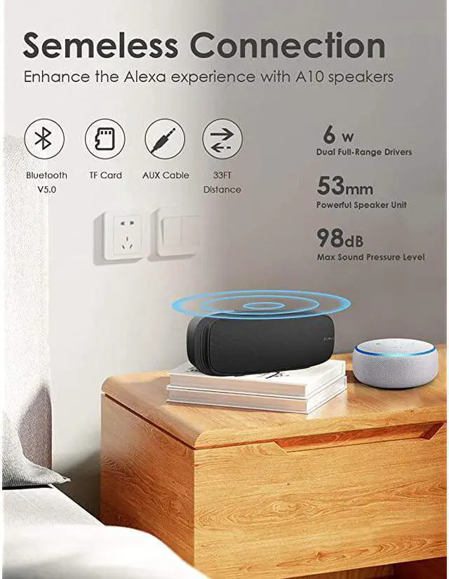 Alt view image 5 of 7 - Bluetooth Speaker Wireless Portable Speaker with Loud Stereo Sound Rich Bass 12Hour Playtime Builtin Mic Perfect for iPhone Samsung and More