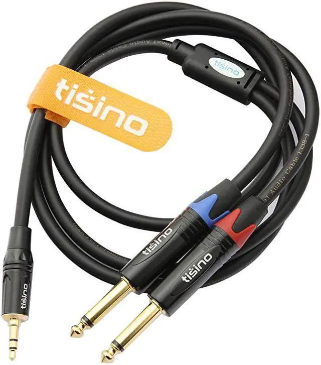 Alt view image 7 of 7 - 1/8" TRS Stereo to Dual 1/4" TS Mono Y-Splitter Cable, 3.5mm Mini Jack Aux to Quarter inch 6.35mm Jack Stereo Breakout Cord - 3.3 feet