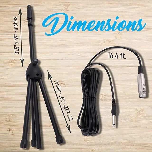 Alt view image 2 of 7 - Professional Handheld Dynamic Microphone Kit Unidirectional Vocal Wired Microphone wCarry Bag Metal Mic Stand HolderClip 164ft XLR Audio Cable to 14 Audio Connection  PDMIC88ST