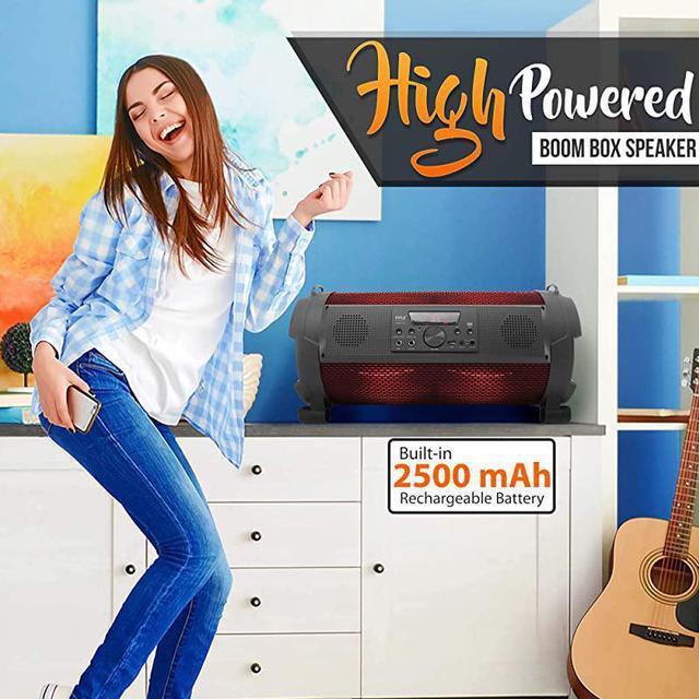 Alt view image 4 of 7 - Wireless Portable Bluetooth Boombox Speaker 500W 21Ch Rechargeable Boom Box Speaker Portable Barrel Loud Stereo System with Flashing LED Digital LCD Display AUX USB 14 Mic IN  PBMSPG180