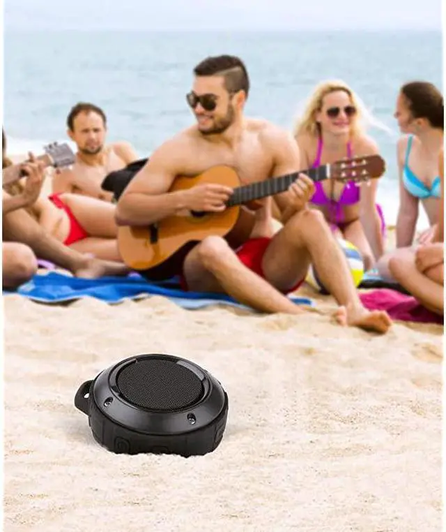 Alt view image 6 of 6 - Outdoor Waterproof Bluetooth Speaker, Wireless Portable Mini Shower Travel Speaker with Subwoofer, Enhanced Bass, Built in Mic for Sports, Pool, Beach, Hiking, Camping (Black)