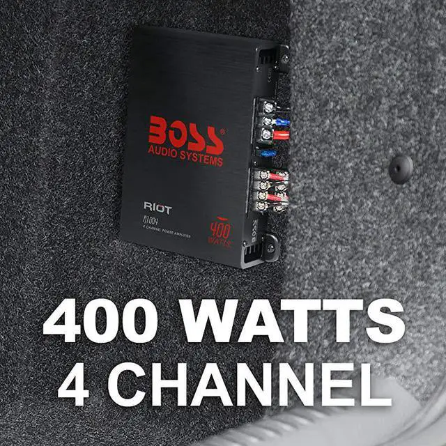 Alt view image 2 of 7 - R1004 4 Channel Car Amplifier Riot Series 400 Watts Full Range Class AB 2 Ohm Stable IC Integrated Circuit Great for Car Speakers and Car Stereos