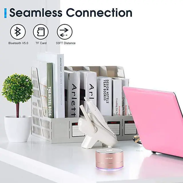 Alt view image 7 of 7 - A2  Portable Wireless Bluetooth Speaker with BuiltinMicHandsfree CallAUX LineTF CardHD Sound and Bass for iPhone Ipad Android Smartphone and MoreRose Gold