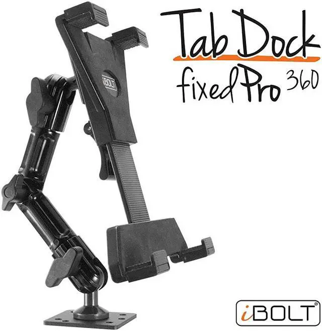 Main image of TabDock FixedPro 360 Heavy Duty Metal 8quot MultiAngle Drill Base Mount for All 7quot 10quot Tablets iPad Nexus Samsung Tab for Desks Tables Countertops Great for Homes Businesses etc