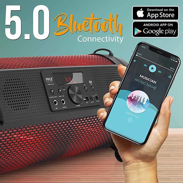 Alt view image 5 of 7 - Wireless Portable Bluetooth Boombox Speaker 500W 21Ch Rechargeable Boom Box Speaker Portable Barrel Loud Stereo System with Flashing LED Digital LCD Display AUX USB 14 Mic IN  PBMSPG180