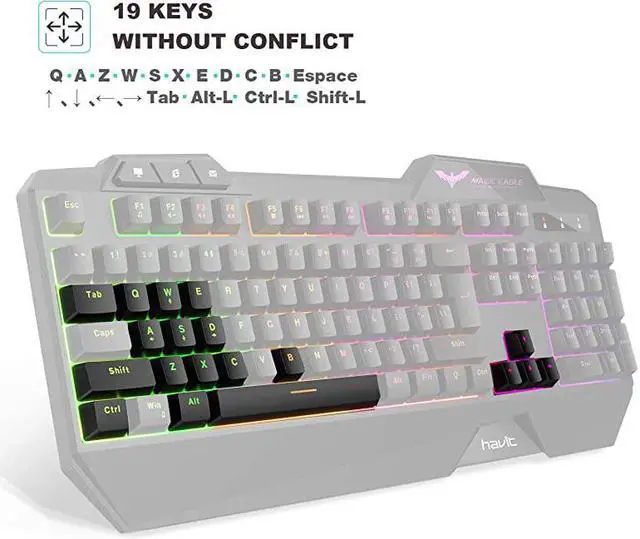 Alt view image 4 of 7 - Wired Gaming Keyboard Mouse Combo LED Rainbow Backlit Gaming Keyboard RGB Gaming Mouse Ergonomic Wrist Rest 104 Keys Keyboard Mouse 4800 DPI for Windows & Mac PC Gamers (Black)