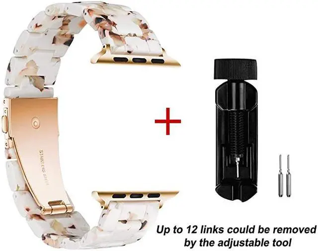 Alt view image 3 of 6 - Resin Strap Compatible with Apple Watch Band 38mm 40mm 42mm 44mm Series1 Series2 Series3 Series4 Series5Ladies and Men Fashionable Resin Watch BandiWatch Replacement WristbandNougat White
