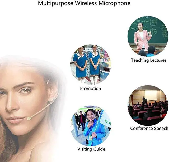 Alt view image 7 of 7 - Headset Wireless Microphone Super Light 24G Wireless Headset Microphone SystemHeadset and Handheld 2 in 1160ft Rangefor Voice AmplifierPA SystemNot Support PhoneLaptop