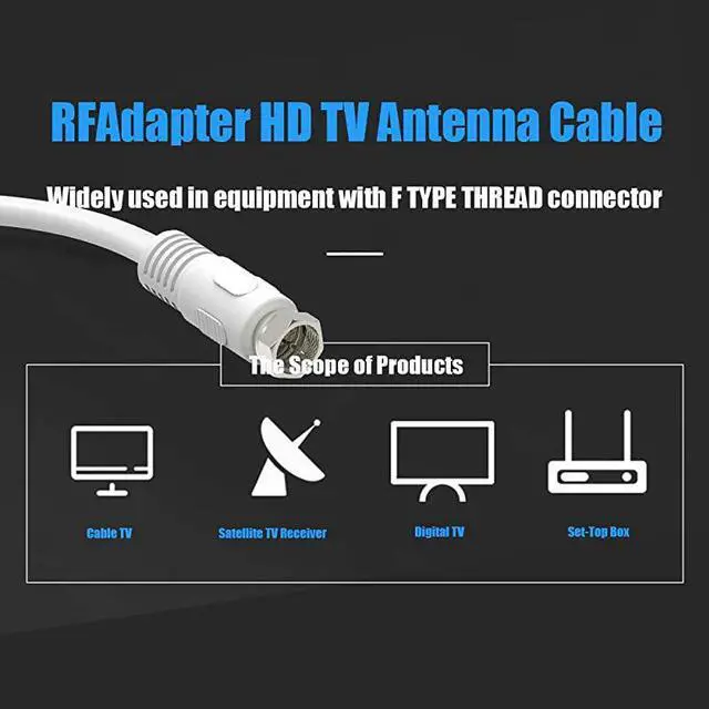 Alt view image 4 of 7 - Coaxial Cable 2Pack 1ft Coaxial Cable RG6 Cable 03m with Right Angle Connectors White 75 Ohm Shield Digital Coax Cables with FMale Connectors Ideal for TV Antenna DVR Satellite