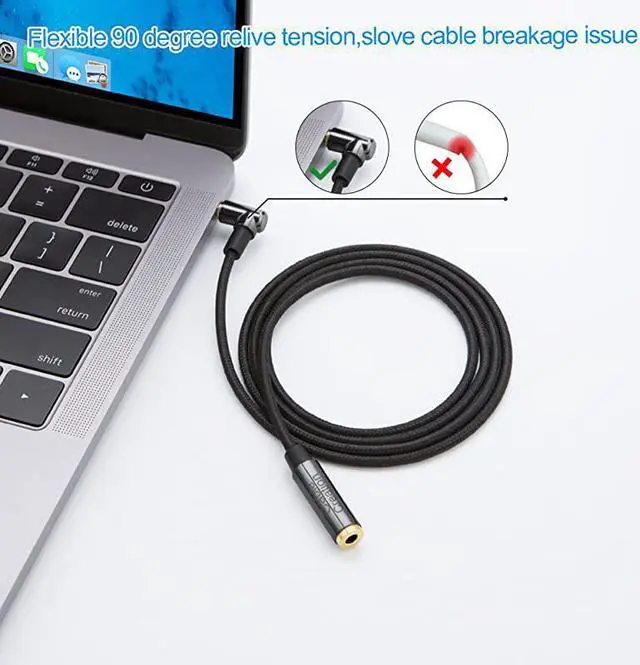 Alt view image 7 of 7 - 35mm Headphone Extension Cable Right Angle 35mm Male to Female Audio Stereo Cable with SilverPlating Copper Compatible with iPhones iPad Sony Beats PS4 Headset Black 3Feet