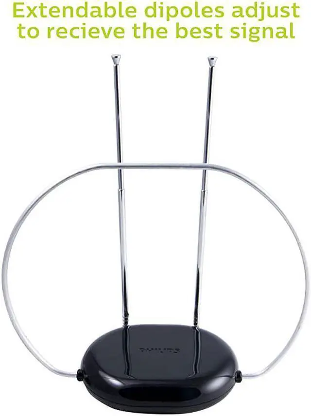 Alt view image 4 of 7 - Rabbit Ears Indoor TV Antenna Dipoles and Circular Loop Tabletop Antenna Digital Smart TV Compatible HDTV Antenna 4K 1080P VHF UHF 5Ft Coaxial Cable Black SDV8201B27
