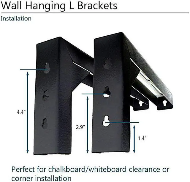 Alt view image 3 of 6 - 12quot Black Universal Projector Screen LBrackets Reinforced Single Metal Welded Construction Wall or Ceiling Mount Includes Hooks and Hardware Model ZVMAXLB12B