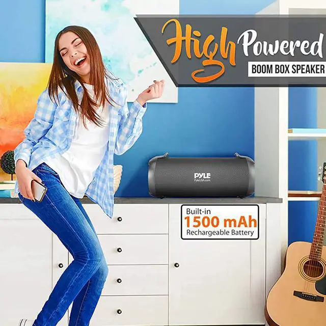 Alt view image 3 of 7 - Wireless Portable Bluetooth Boombox Speaker 100 Watt Rechargeable Boom Box Speaker Portable Music Barrel Loud Stereo System with AUX Input MP3USBSD Port Fm Radio 25quot Tweeter  PBMSPG3BK