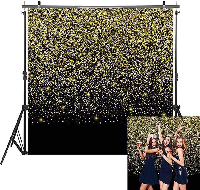 6x6ft Durable Fabric Black and Gold Glitter Photo Booth Backdrop for  Graduation Party Supplies 2021 Birthday Roaring 20s Decorations Photography  Background Shoot Studio Props 