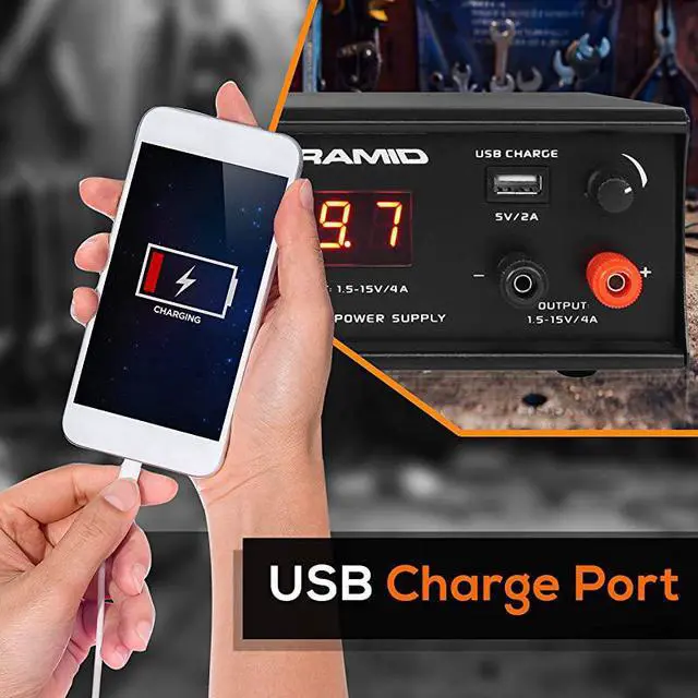 Alt view image 3 of 7 - Universal Compact Bench Power Supply 4 Amp Regulated Benchtop ACDC Converter Power Supply for CB Radio HAM w 120240V AC Switchable to 15V15 Volt DC USB Digital LCD Display  PSV40U