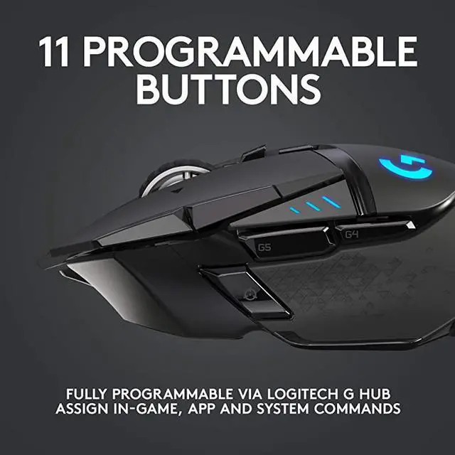 Alt view image 4 of 7 - 502 Lightspeed Wireless Gaming Mouse with HERO 25K Sensor PowerPlay Compatible Tunable Weights and Lightsync RGB Black