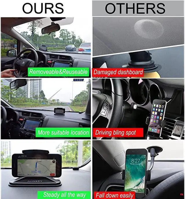 Alt view image 5 of 7 - Cell Phone Holder for Car, Dashboard Anti-Slip Vehicle GPS Car Mount Universal for All Smartphones, Compatible iPhone XR XS Max X 8 7 6S Plus, Galaxy S10/S9 Plus S8 Note 9/8, LG V30, Pixel 3 XL