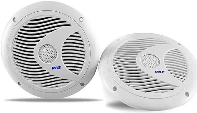 Alt view image 3 of 6 - 65 Inch Dual Marine Speakers IP44 Waterproof and Weather Resistant Outdoor Audio Stereo Sound System with Builtin Led Lights 150 Watt Power and Polyprone Cone 1 Pair PLMR6LEW White