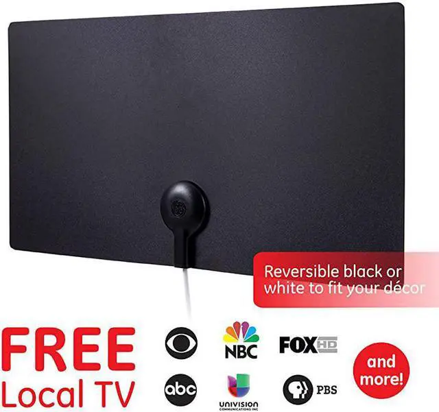 Alt view image 3 of 7 - Ultra Ed Indoor TV Antenna Slim Home Decor Reversible Black White 4K 1080P VHF UHF Long Ran Antenna Digital HDTV Antenna Smart TV Compatible 6Ft Coaxial Cable 11264