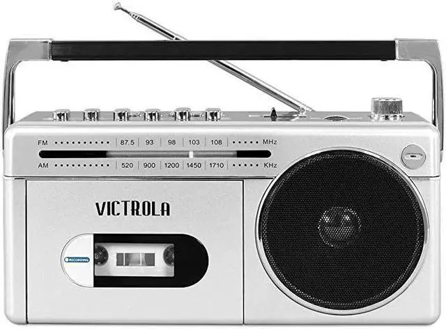 Alt view image 2 of 4 - VBB25SLV Mini Bluetooth Boombox with Cassette Player Recorder and AmFM Radio Silver